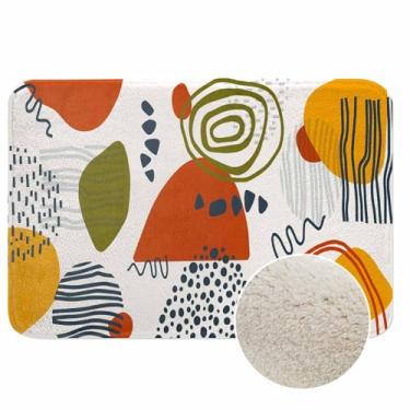 Imagem de Lungtao Boho Moderno Abstrato Meados do Século Tapete de Banho para Banheiro Arte Contemporânea Estampa Terracota Tapetes de Banheiro Tapete de Porta Antiderrapante Base de Borracha Tapete de Banheiro