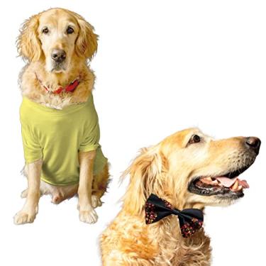 Imagem de Ruse Camiseta básica de verão para cães com gola redonda lisa e estampa floral preta de algodão gravata borboleta meia manga conjunto de vestidos de festa/vestuário/roupas/camisetas presente para