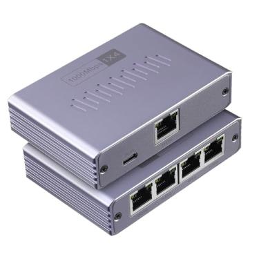 Imagem de Divisor Gigabit Ethernet 1 a 4 - Divisor de rede com cabo de alimentação USB, adaptador divisor de Internet RJ45 1000Mbps de alta velocidade para cabo Cat 5/5e/6/7/8 [4 dispositivos em rede