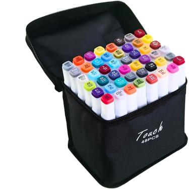 Imagem de Kit De Canetas Marcador Permanente Ponta Dupla Touch 48Cores