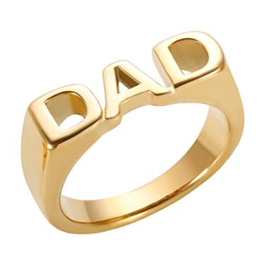 Imagem de JINHUI Anéis de declaração personalizados MOM/DAD/SIS, anel mãe de aço inoxidável banhado a ouro 14K, anel pai, anel BBF, melhores presentes de joias para mulheres e homens, presentes de amizade para