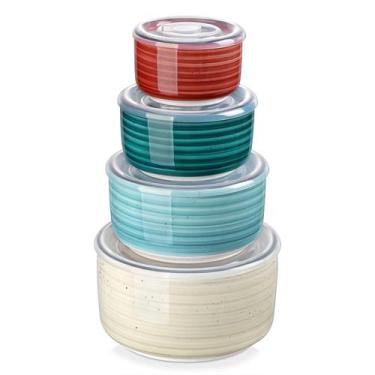 Imagem de Jogo de 4 Taças de Cerâmica Vancasso Bonbon com Tampas - 180/100/60/30