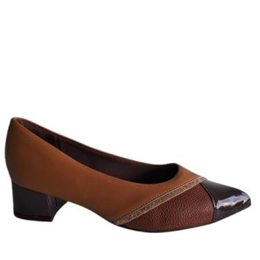 Imagem de Sapato Scarpin Conforto Feminino Strass Piccadilly - Marrom