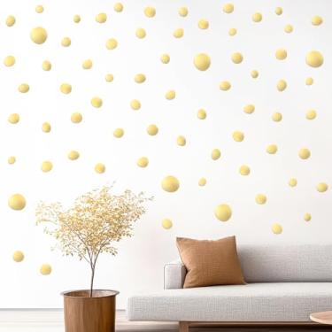 Imagem de TaoBary 15 folhas 300 peças irregulares de bolinhas boho decalque de parede terraço sala de jogos quarto removível moderno vinil boho adesivos de parede (ouro)