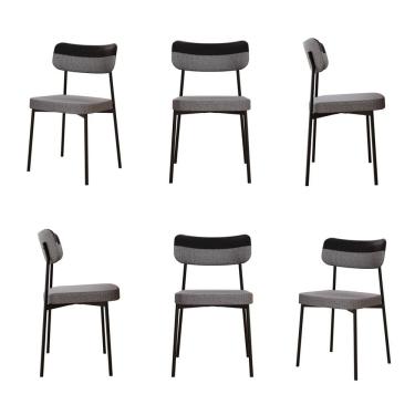 Imagem de Kit com 6 Cadeiras para Sala de Jantar Mona Yescasa Cinza / Preto