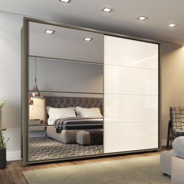 Imagem de Guarda Roupa Casal Espelho 02 Portas Deslizantes 06 Gavetas Cavic Henn Duna Off White