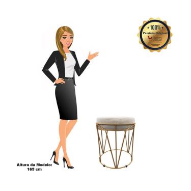 Imagem de Puff Multiuso Com Mesa 2 Em 1 Suede Bege Base Dourado