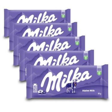 Imagem de Chocolate Milka Alpine Milk Kit 5 Barras De 90G