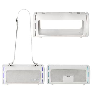 Imagem de Capa de silicone compatível com alto-falante Bluetooth sem fio Sony ULT Field 5, capa protetora de viagem com alça de ombro para alto-falante Bluetooth Sony ULT Field 5 (branca)