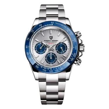 Imagem de Relógio de pulso masculino analógico de quartzo de aço inoxidável para homens Daytona Homage luxuoso à prova d'água relógio de pulso data automática, blue grey