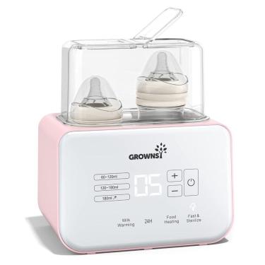 Imagem de Grownsy Aquecedor de Mamadeira 6 em 1, Aquece e Esteriliza, Tamanho Padrão, Rosa