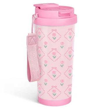 Imagem de Copo Tulipa - Copo de café com tampa 2 em 1 de aço inoxidável, 510 g, caneca de viagem isolada, presente para mulheres, meninas, mãe adolescente, aniversário, Natal