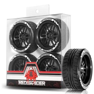 Imagem de 1/10 On Road Tires and Aluminum Wheels 12mm Hex RC Rally Racing Tyres OD 2.56" for Tamiya TT01 TT02 XV01 TA06 A959 PTG2 HPI KYOSHO PTG2 Traxxas 1:10 Street Touring Drift Car (Black)