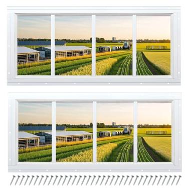 Imagem de Melkus Janela de galpão 30,5 x 61 cm, 2 unidades, design fixo de janela de popa com vidro temperado, perfeito para galinheiro, celeiro, estufa, garagem, casa de brinquedo, sala de armazenamento