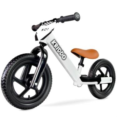 Imagem de KRIDDO Bicicleta de equilíbrio infantil de 2 anos, de 24 meses a 5 anos, bicicleta de pressão de 30 cm com placa personalizada (3 conjuntos de adesivos incluídos), bicicleta de presente para 2 a 3