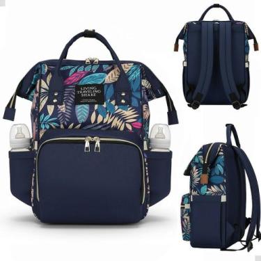 Imagem de Mochila Maternidade Multifuncional Estampada Floral Grande Capacidade 