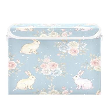 Imagem de SEHANY Cestas de armazenamento fofas de coelho de desenho animado com tampas, organizador de caixas de armazenamento de tecido para armário de roupas, cobertor de escritório, berçário, 42 x 32 x 30 cm