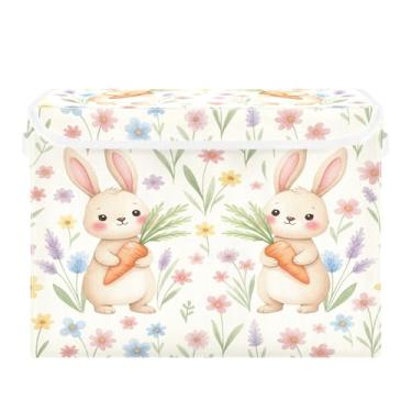 Imagem de SEHANY Cestas de armazenamento fofas de coelho de desenho animado com tampas, organizador de caixas de armazenamento de tecido para armário de roupas, cobertor de escritório, berçário, 42 x 32 x 30 cm