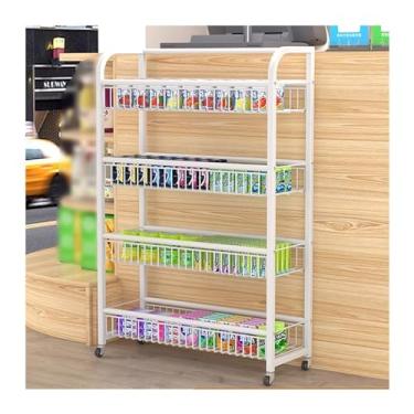 Imagem de Expositor de lanches para balcão, suporte de exibição de cozinha de varejo de supermercado para doces, batata frita, bebidas, mercearia, prateleira de armazenamento de frutas e vegetais (cor: branco