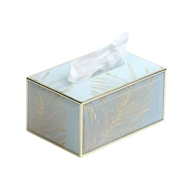 Imagem de Porta-lenços de papel doméstico caixa de lenços de vidro para mesa de jantar caixa de lenços leve luxo caixa de lenços de vento ornamentos sala de estar mesa de café caixa de guardanapo caixa de