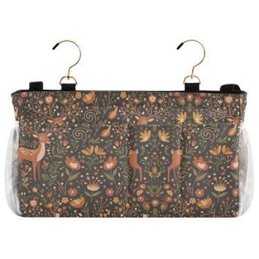 Imagem de Burbuja Organizador de armazenamento suspenso de cabeceira de veado com 2 alças e ganchos para casa dormitório universitário beliche cama de hospital berço