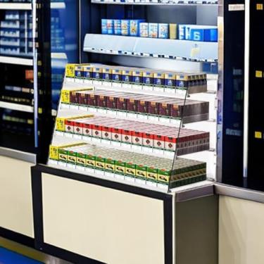 Imagem de Suporte automático para exibição de cigarro, caixa de exibição de caixa de fósforos organizador de latas de varejo, comporta cigarros para casa e comercial (32 cm x 29 cm x 30 cm)