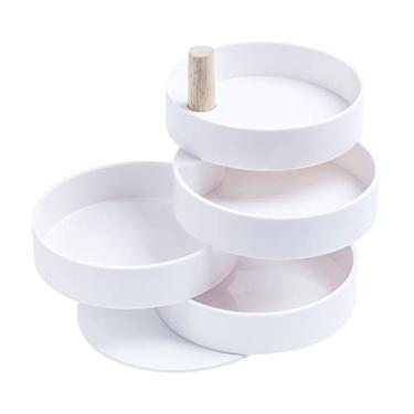 Imagem de Porta-joias, caixa de joias, suporte de brinco, suporte giratório de 4 camadas, bandeja de armazenamento de acessórios de joias para anéis, pulseiras, colares, exibição de joias