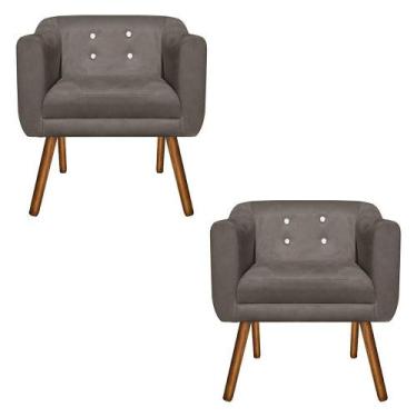 Imagem de Kit 02 Poltronas Julia Suede Marrom Rato Strass Pés Palito - D'ROSSI