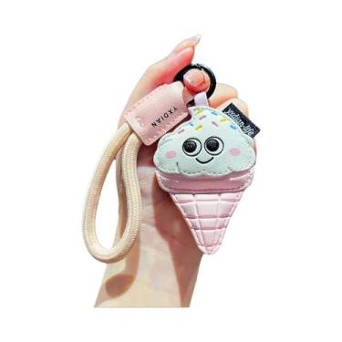 Imagem de Chaveiro De Couro Com Desenho Animado Fofo De Casal De Sorvete E Café,