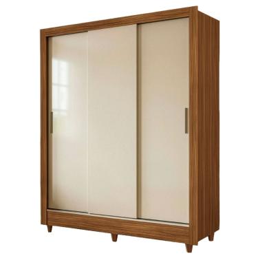 Imagem de Guarda Roupa Casal Nice 3 Portas de Correr 2 Gavetas com Prateleiras e Cabideiros Madei...