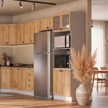 Imagem de Armário de Cozinha Completo Berlim B9 10 Portas 4 Gavetas MDF-MDP 345cm Amadeirado Ditá...