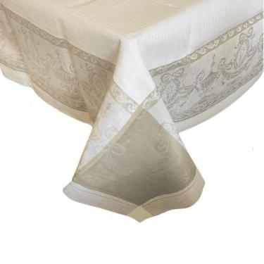 Imagem de Toalha De Mesa Retangular 170x250cm Branca Linho Ponto Ajour Saldão - 