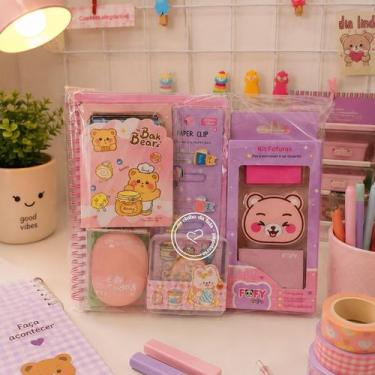 Imagem de Kit Papelaria Fofa Kawaii  6 Itens - Clube da Lala