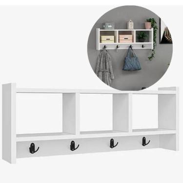 Imagem de Prateleira organizadora mdf 50cm porta casaco bolsa chave - SIXTEEN