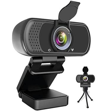 Imagem de HZQDLN Webcam para PC, webcam HD 1080p com microfone, ângulo amplo de 110° USB Plug & Play - Cancelamento de ruído para chamadas de vídeo, streaming, jogos - Obturador e tripé de privacidade