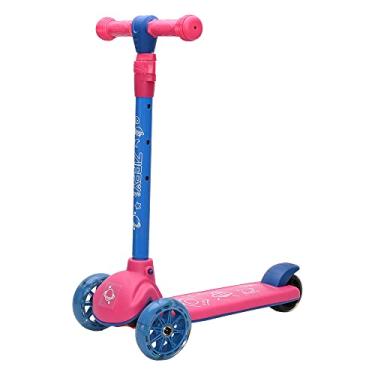 Imagem de Zippy Toys Patinete de 3 Rodas Com Apoio, Feito de Polipropileno e Ferro, Cor Rosa e Adesivos Para Decorar. Suas Rodas Possuem Luz LED. Indicado Para Crianças Acima de 3 Anos e Suporta Até 60kg