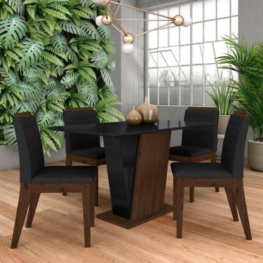 Imagem de Mesa Com 4 Cadeiras Qatar 1,20 Imb/pre/preto - Móveis Arapongas