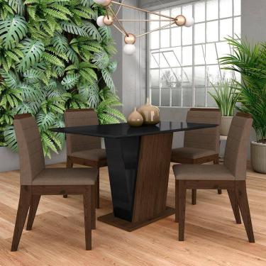 Imagem de Mesa Com 4 Cadeiras Qatar 1,20 Imb/pre/capuccino - Móveis Arapongas