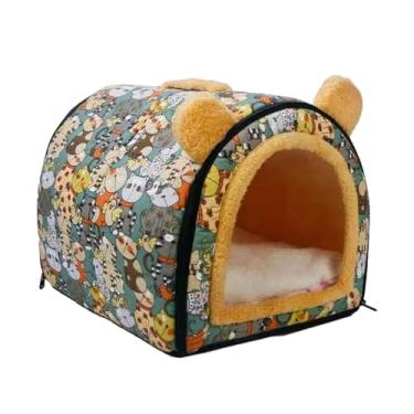 Imagem de Fenteer Cama para animais de estimação, almofada interna para casa de gato, canil para outono e inverno, ninho para gato, cachorro, poodle, filhote de, Verde pequeno