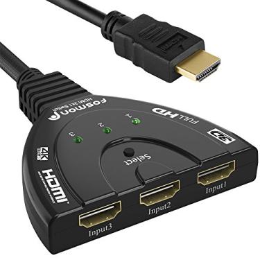 Imagem de Interruptor HDMI Fosmon 3 portas 4K, 3 x 1 (comutação automática) suporta HDR 3D Ultra HD Full HD 1080P HDCP, hub divisor HDMI compatível com Apple TV Roku Fire TV Stick HDTV PS4 Xbox One Chromecast