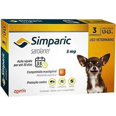 Imagem de Simparic 5mg (1,3-2,5kg) 3 comprimido - ZOETIS, 50G