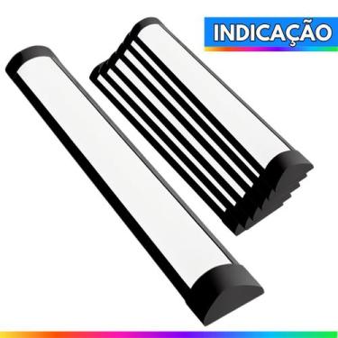 Imagem de Kit 5 Luminária Led Linear K8 60cm 20w Preta Tubular Sobrepor Slim Biv