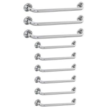 Imagem de Alça de Apoio Inox Barra 40cm e 60cm Kit 9 Unidades Idoso Cadeirante D