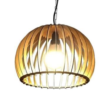 Imagem de Lustre Luminária Pendente de Madeira MDF Mod. Domo - ECOilumi