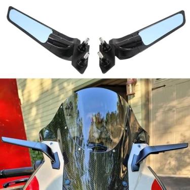 Imagem de Espelhos de motocicleta de alumínio CNC espelhos laterais de asa de vento ajustáveis espelhos retrovisores antirreflexo para BMW S1000RR 2009-2024 espelhos retrovisores de motocicleta pretos (Ano:
