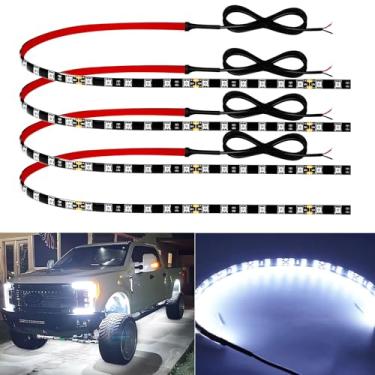 Imagem de Tira de luz LED de 12 V de 45,7 cm conectável branca para carro, motocicleta, carrinho de golfe, caminhões automotivos, barcos, marítimos, à prova d'água, tira de luz LED, pacote com 4
