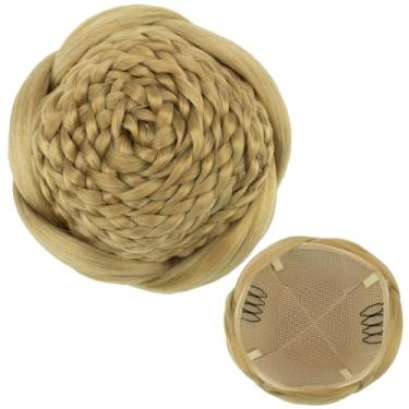 Imagem de IMISSU Cobertura de cabelo trançado chignon dançarina rosquinhas scrunchies mulheres coques de cabelo peruca updo (M2 Loira Cinza)