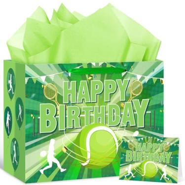 Imagem de Bolsa de presente de aniversário de tênis para meninas, meninos, crianças, adolescentes, grande, para lembrancinhas de tênis, cartão de papel de embrulho de aniversário, para decoração de aniversário