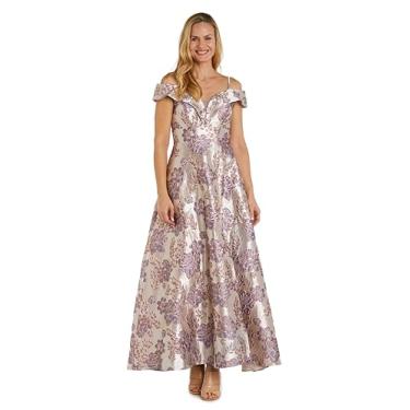 Imagem de Vestido longo de brocado floral metálico tomara que caia, Lavanda/malva, 46