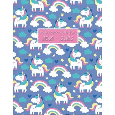 Imagem de Planificador Mensual 2021 - 2022: Agenda Unicornio 2021/2022 - Agenda Mes Vista - Planificador Mensual Familiar - Año Escolar - Calendario para Estudiantes - Agenda Escolar Unicornio Niña